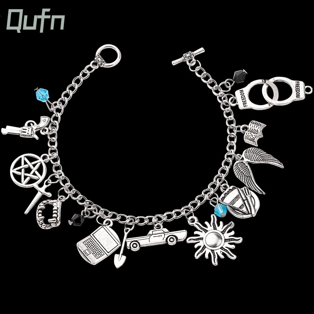 Supernatural Inspired Charm Bracelets - Dean Winchester, Gothic, Chain