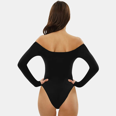 Off-Shoulder Long Sleeve Bodysuit - Black, Spring/Summer