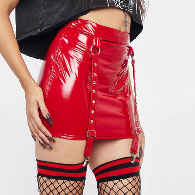 Faux Leather Mini Skirt - Bodycon, Clubwear