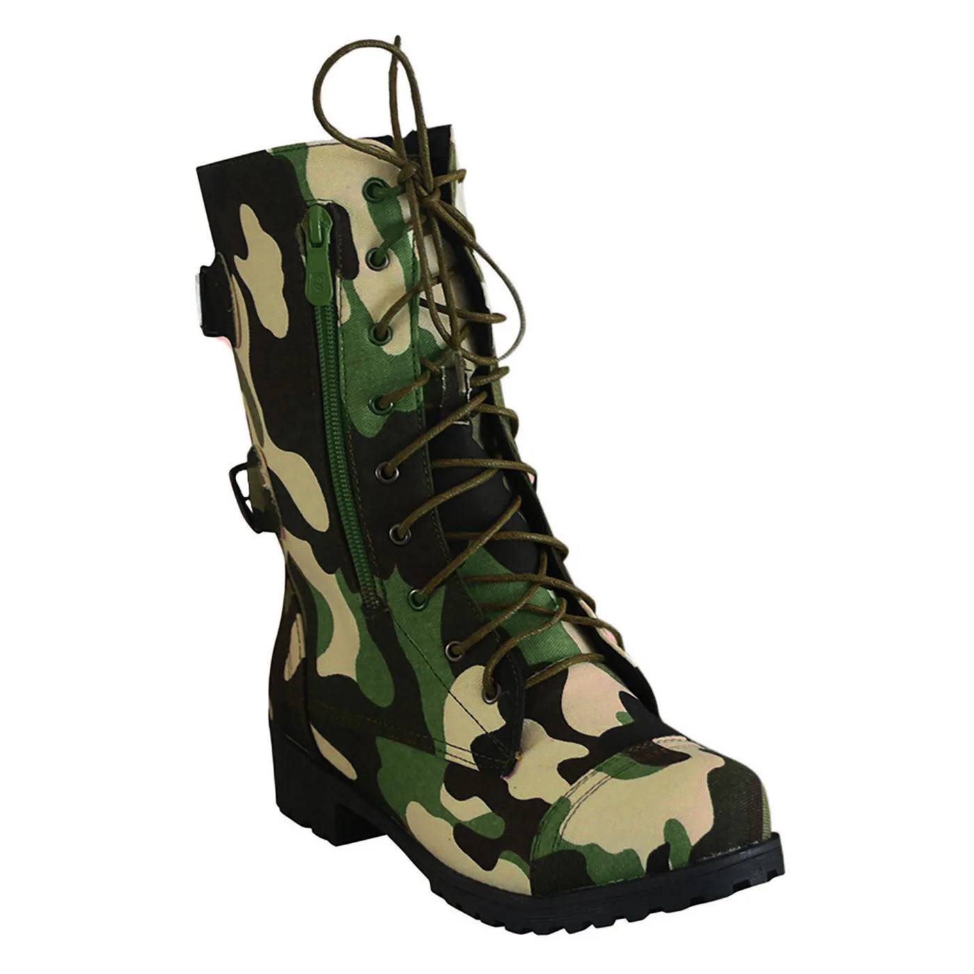 Camouflage Ankle Boots - Winter Flats, Lace-Up, Drawstring