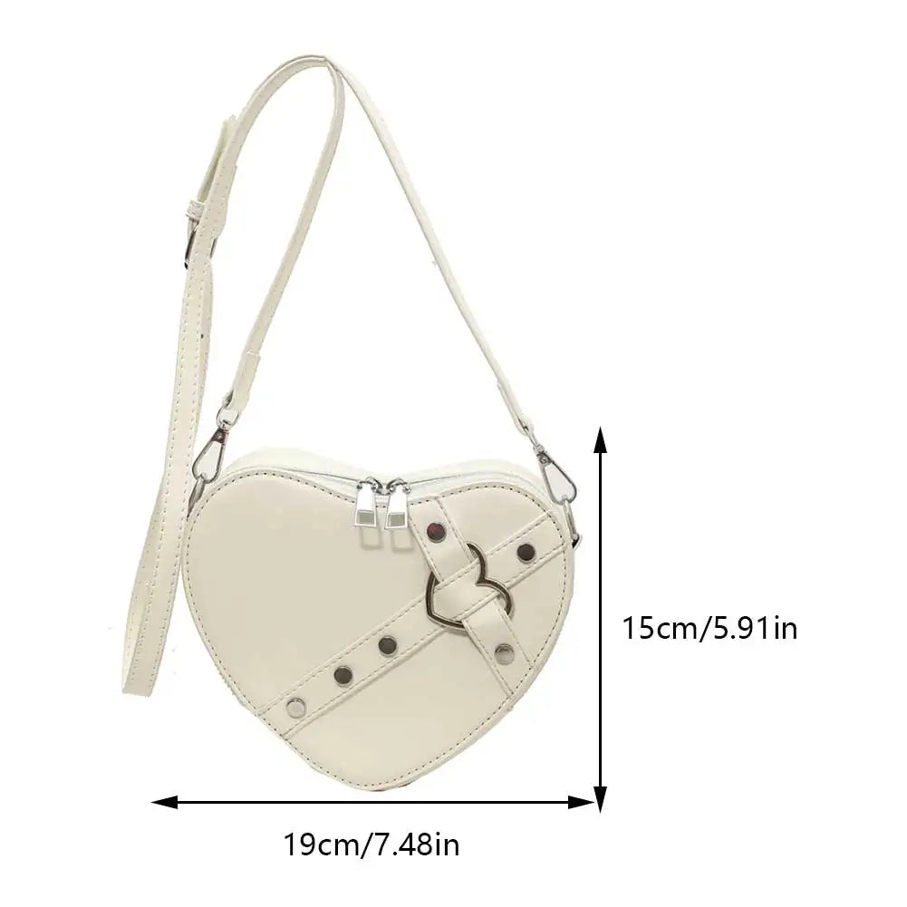 Heart Crossbody Bag - PU Leather Shoulder Messenger Purse, Y2K Style