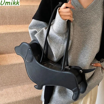 Dog Shaped PU Leather Tote Purse - Novelty, Designer
