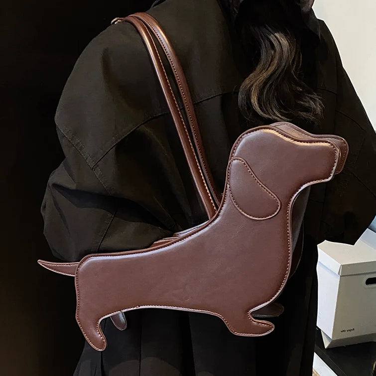 Dog Shaped PU Leather Tote Purse - Novelty, Designer