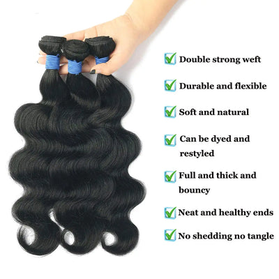 Brazilian Body Wave Bundles - 38-40 Inch Remy Hair Extensions - Double Drawn
