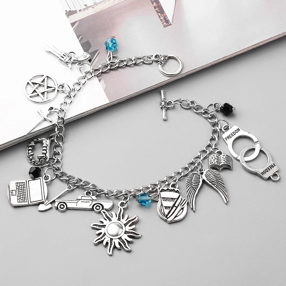 Supernatural Inspired Charm Bracelets - Dean Winchester, Gothic, Chain