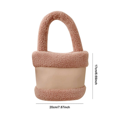 Plush Bucket Bag - Faux Lamb Wool