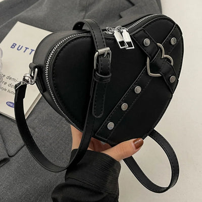 Heart Crossbody Bag - PU Leather Shoulder Messenger Purse, Y2K Style