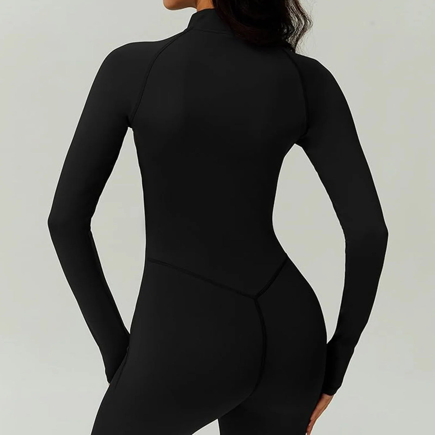 Fleece-Lined Long Sleeve Bodysuit - Yoga, Fitness