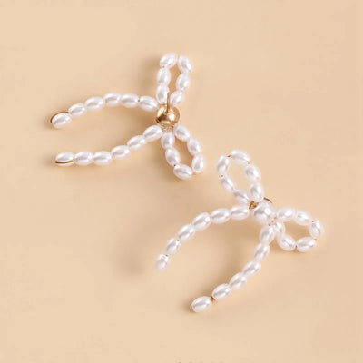 Pearl Bow Earrings  - Studs, Hoops, Drop