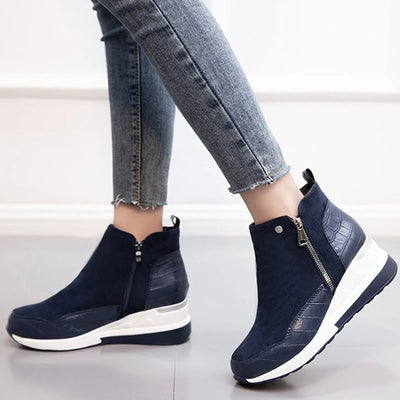 Ankle Boots - Flat, Wedge Heel, Thick Bottom, Casual