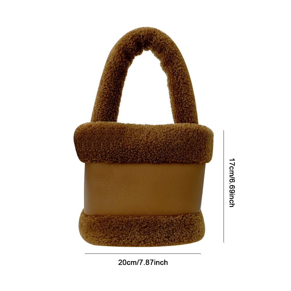 Plush Bucket Bag - Faux Lamb Wool