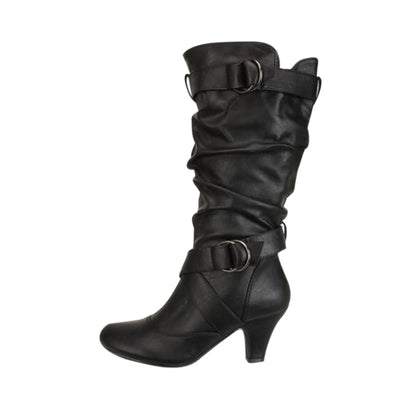 Retro Thigh High Boots - Tapered, Side Zipper, High Heels