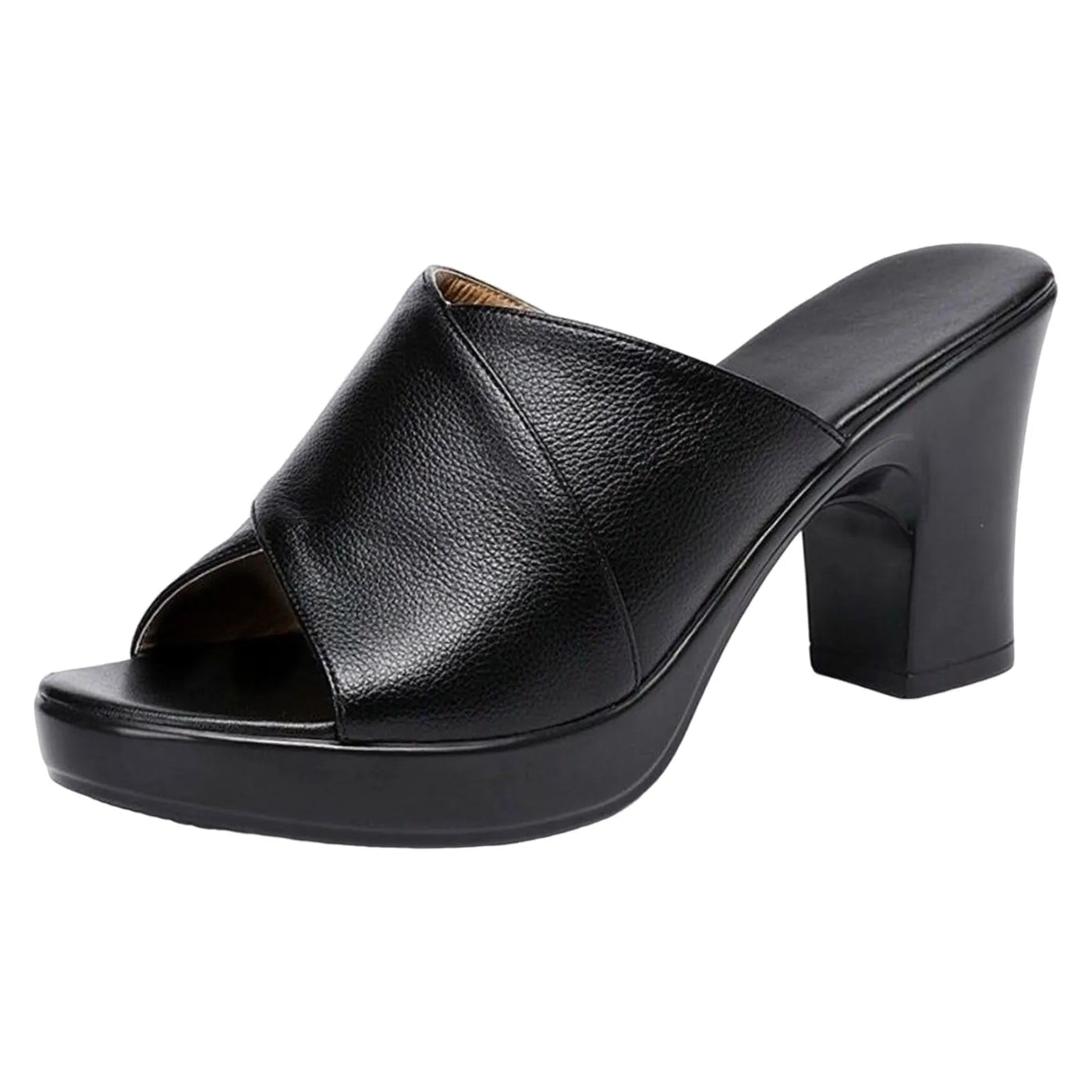 Green & Black Platform Wedge Sandals - Peep Toe, High Heels