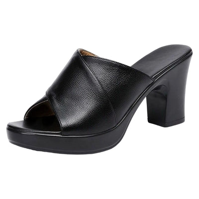 Green & Black Platform Wedge Sandals - Peep Toe, High Heels