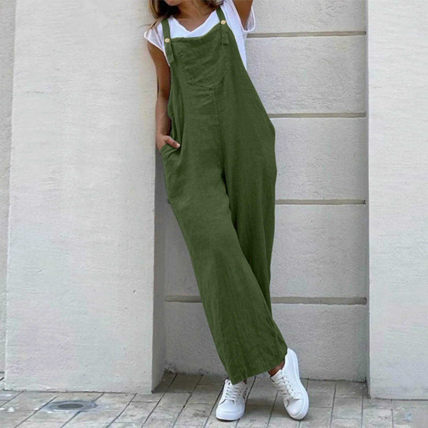 Sleeveless Overalls - Loose Fit, Casual