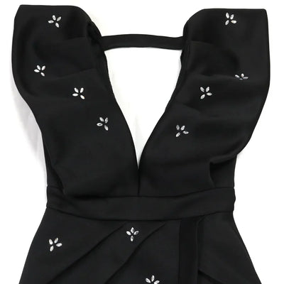 Diamond Ruched Bodycon Mini Dress - V-Neck, Sleeveless