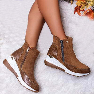 Ankle Boots - Flat, Wedge Heel, Thick Bottom, Casual