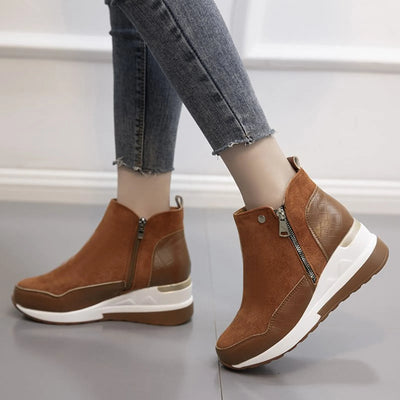 Ankle Boots - Flat, Wedge Heel, Thick Bottom, Casual