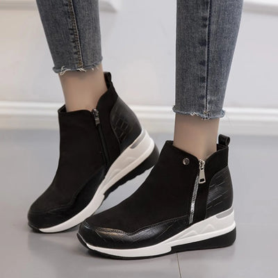 Ankle Boots - Flat, Wedge Heel, Thick Bottom, Casual