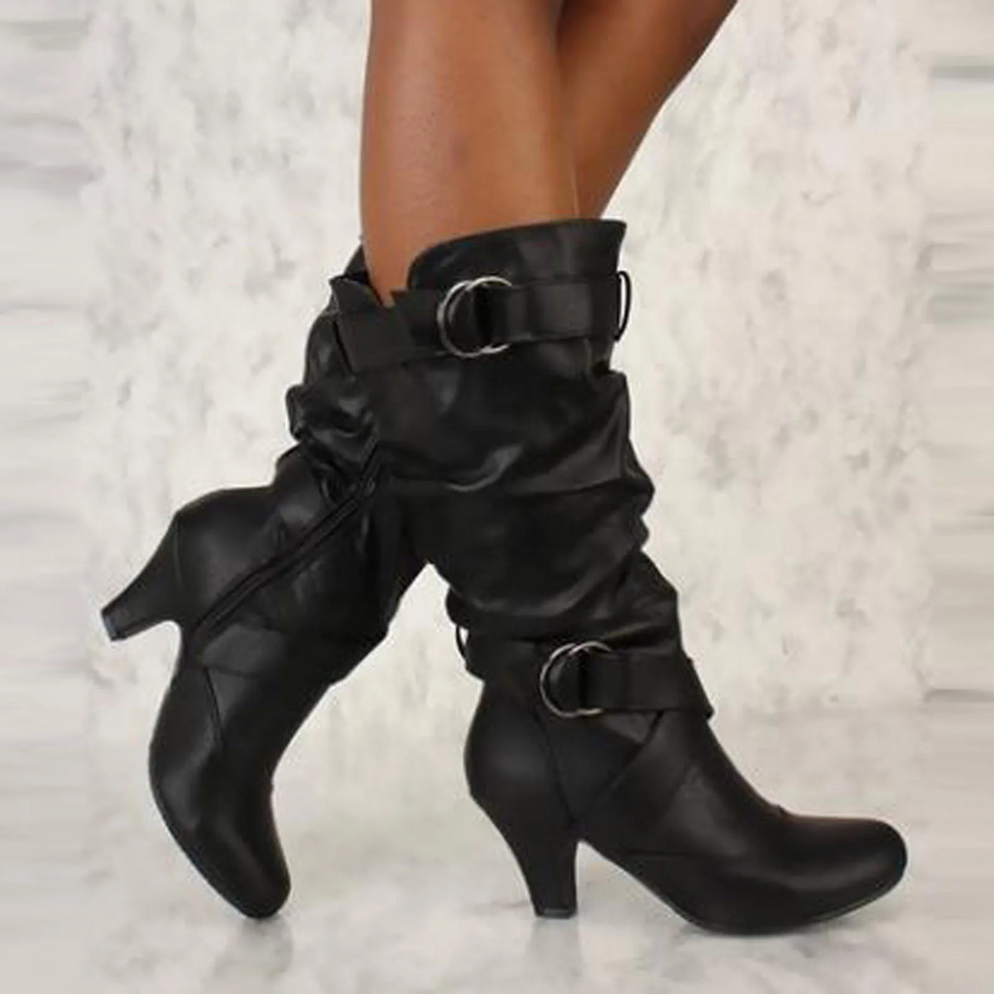 Retro Thigh High Boots - Tapered, Side Zipper, High Heels