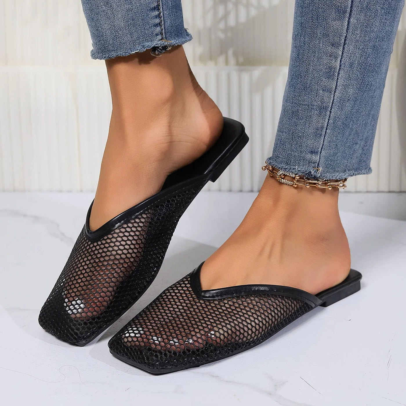 Mesh Flats Slipper - Non-Slip, Breathable