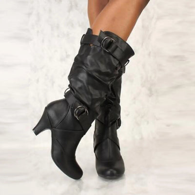 Retro Thigh High Boots - Tapered, Side Zipper, High Heels