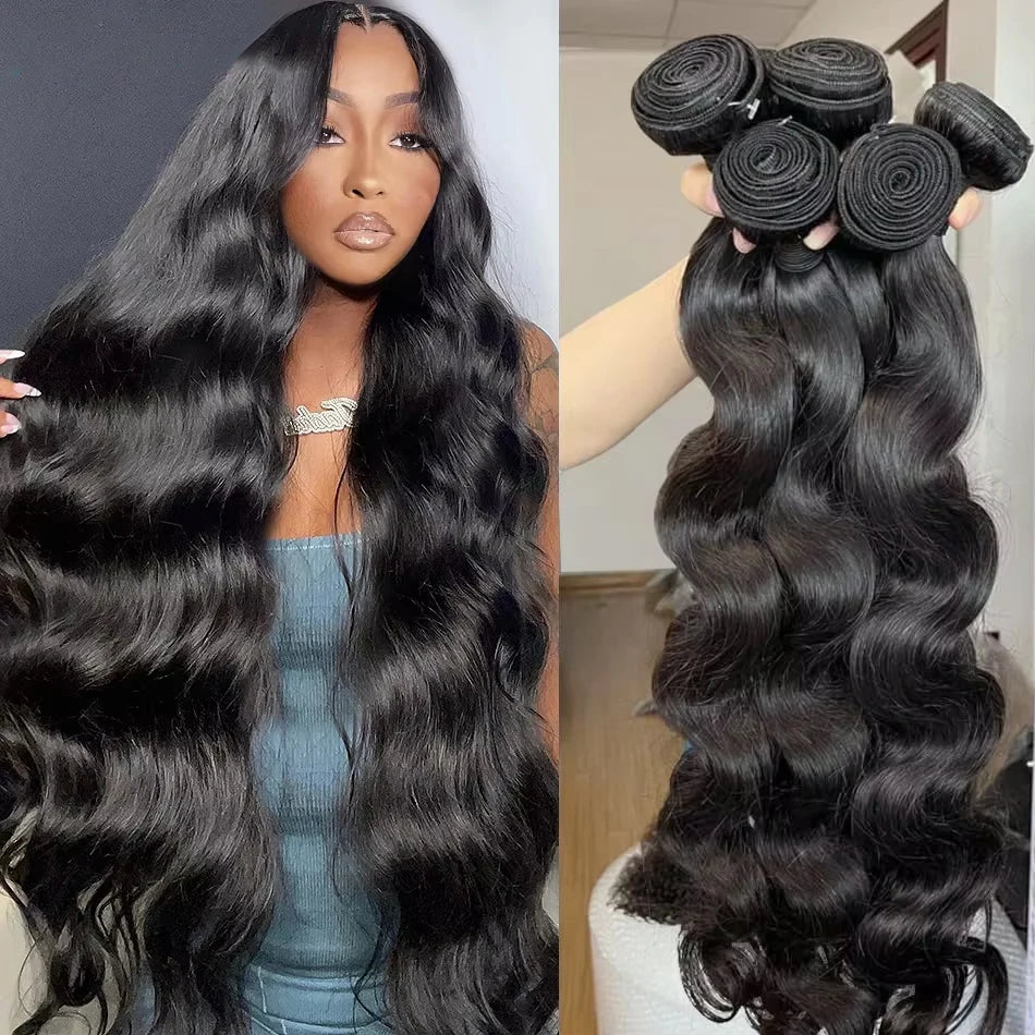 Brazilian Body Wave Bundles - 38-40 Inch Remy Hair Extensions - Double Drawn