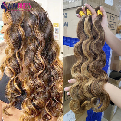 P4/27 Highlight Body Wave Bundles - Brazilian Remy Hair Extensions - Ombre Honey Brown