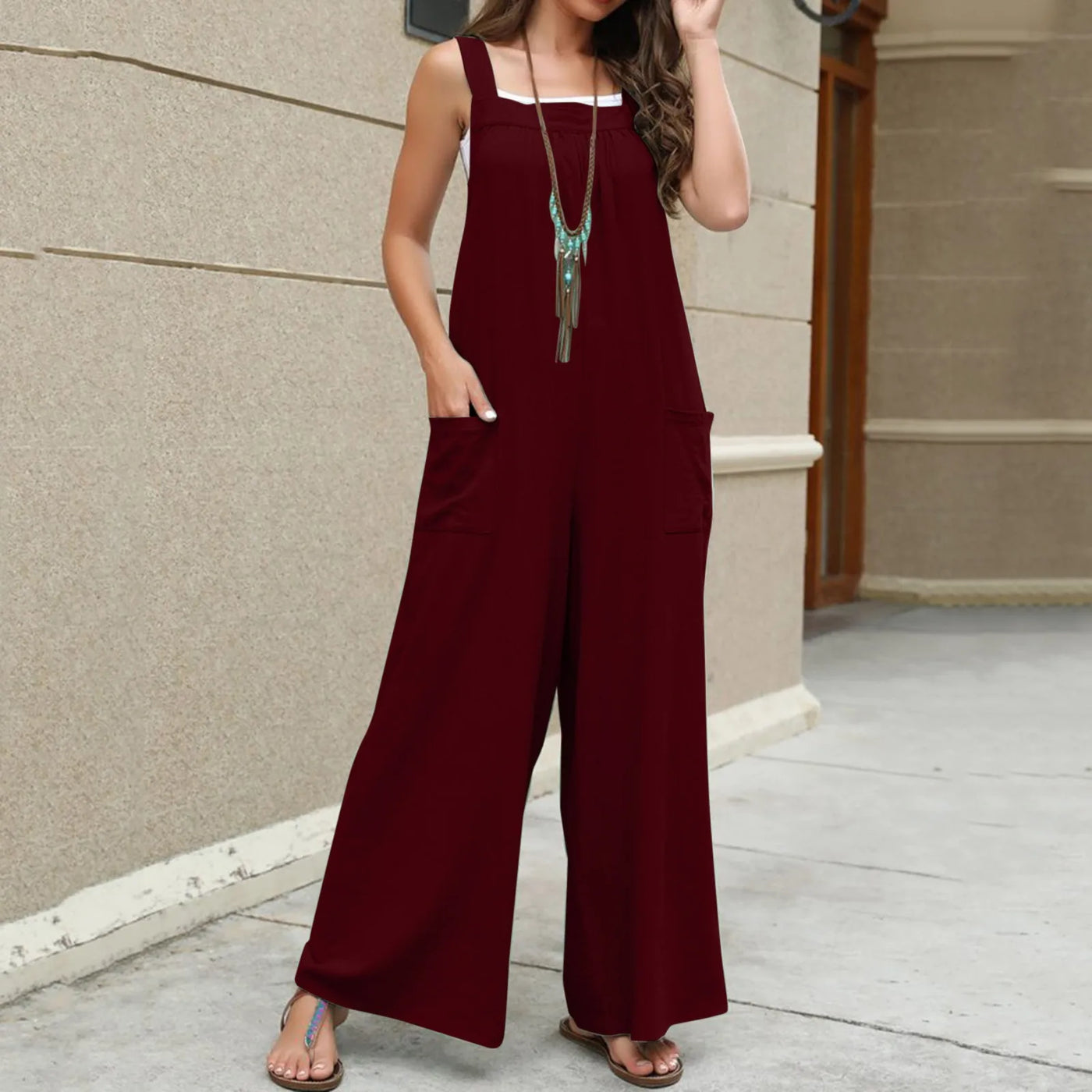 Sleeveless Overalls - Loose Fit, Casual