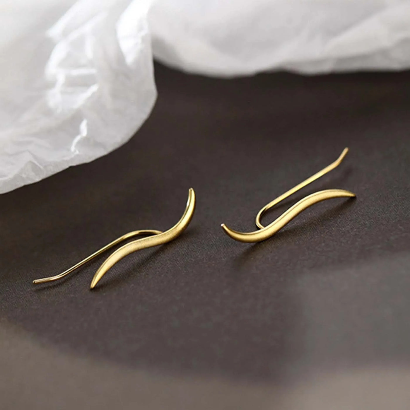 Wave Line Design Earrings - Piercing