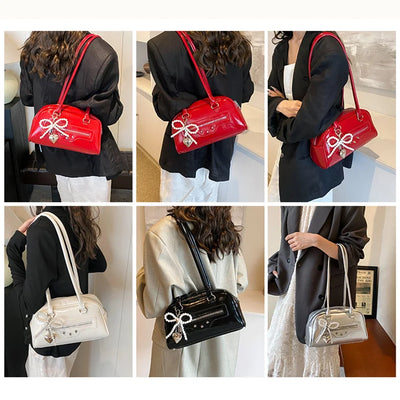 PU Leather Underarm Tote Bag - Large Capacity, Solid Color