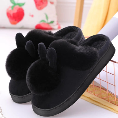 Rabbit Ear Furry Slippers - Warm, Indoor, Plush