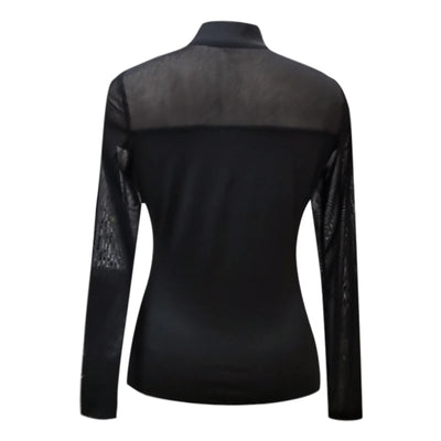 Y2k Mesh Tops - Long Sleeve, Mock Neck