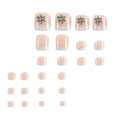24pcs French White Tip Press-On Toenails - Moderate Thickness