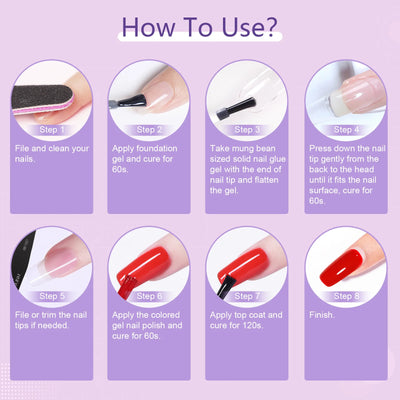 500pcs Gel X Nail Kit - Coffin & Almond Tips with UV Lamp
